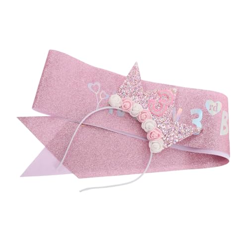 balacoo Geburtstagskrone und Schärpe für Jährige Mädchen Stirnband mit Glitzerblumen Festliches Kindergeburtstagszubehör Bequem Sitzend Vielseitig für Party und Fotoshooting von balacoo
