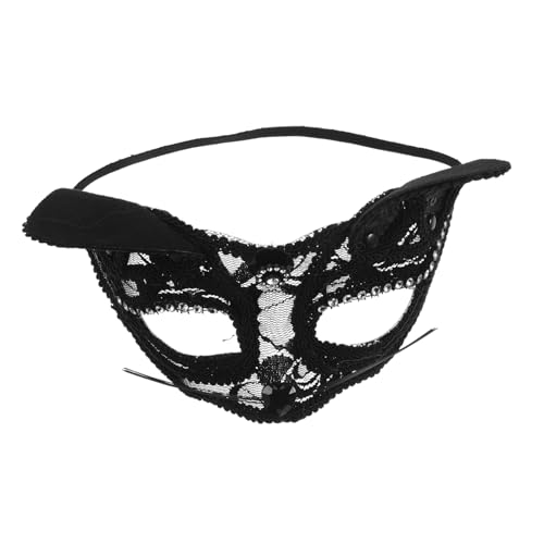 balacoo Luxuriöse Schwarze Spitzen Fuchsmaske Damen Atmungsaktiv Komfortabel für Maskenball Halloween Party Cosplay Bühnenauftritte Langlebige Halbe Gesichtsmaske von balacoo