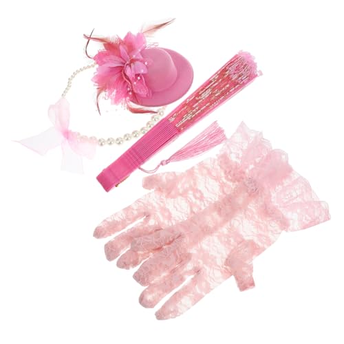 balacoo Mädchen Party Set Teiliges Tea Party Accessoires Set mit Handschuhen und Fächer Kindergeburtstag Geburtstagsdeko Mitgebsel für Kostümierung und Festlichkeiten von balacoo