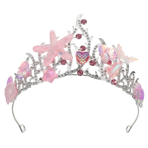 balacoo Meerjungfrau Krone Mädchen Glitzerndes Meerjungfrauen Haarband mit Muschel und Strass Prinzessin Haarschmuck für Geburtstag Party und Kostüm Thema Tiara Kopfstück von balacoo