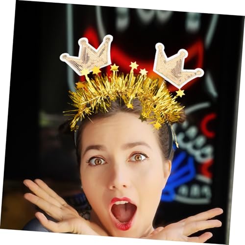 balacoo Neujahrs Haarband Goldene Krone Glitzer Stirnband Damen Party Kopfschmuck Leicht Vielseitig für Geburtstage Hochzeit von balacoo