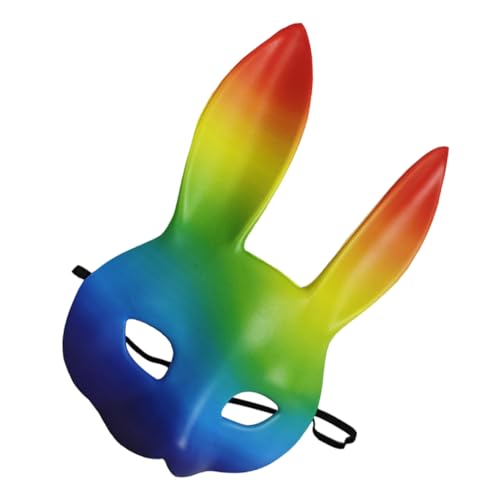 balacoo Regenbogen Bunny aus PU Damen Cosplay Masquerade Party Foto Requisite für Halloween Karneval von balacoo