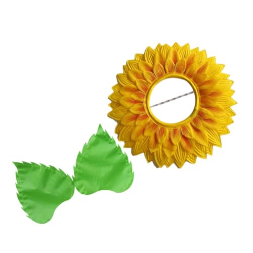 balacoo Sonnenblumen Kopfschmuck Teilig mit Blättern und Handschuhen Blumenkostüm Zubehör für Tanzparty Kindergarten Fasching Cosplay Leicht und Farbenfroh für Sport und Bühnenauftritte von balacoo