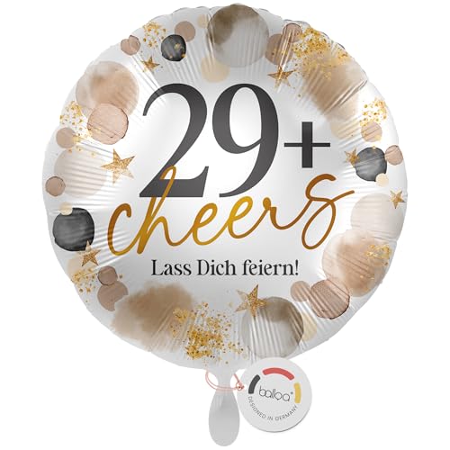 balloa Folienballon 29plus cheers Lass dich feiern, Helium Ballon rund, Luftballon Geburtstag Frau Mann Geschenk Deko Ballon 30 Jahre plus Spaßballon Feier Ballondeko Spruch, 33cm balloa Folienballon 29plus cheers Lass dich feiern, Helium Ballon rund, Luftballon Geburtstag Frau Mann Geschenk Deko Ballon 30 Jahre plus Spaßballon Feier Ballondeko Spruch, 33cm von balloa