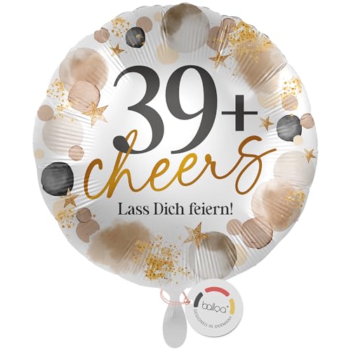 balloa Folienballon 39plus cheers Lass dich feiern, Helium Ballon rund, Luftballon Geburtstag Frau Mann Geschenk Deko Ballon 40 Jahre plus Spaßballon Feier Ballondeko Spruch, 33cm balloa Folienballon 39plus cheers Lass dich feiern, Helium Ballon rund, Luftballon Geburtstag Frau Mann Geschenk Deko Ballon 40 Jahre plus Spaßballon Feier Ballondeko Spruch, 33cm von balloa