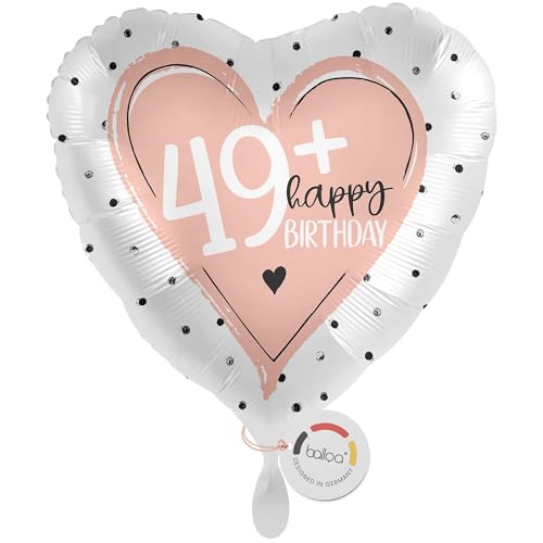balloa Folienballon 49+, rosa Herz mit Happy Birthday Aufdruck, Helium-Ballon als witziges Geburtstagsgeschenk für Frauen, elegante Deko für jede Geburtstagsparty, 33cm balloa Folienballon 49+, rosa Herz mit Happy Birthday Aufdruck, Helium-Ballon als witziges Geburtstagsgeschenk für Frauen, elegante Deko für jede Geburtstagsparty, 33cm von balloa