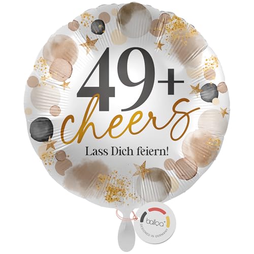 balloa Folienballon 49plus cheers Lass dich feiern, Helium Ballon rund, Luftballon Geburtstag Frau Mann Geschenk Deko Ballon 50 Jahre plus Spaßballon Feier Ballondeko Spruch, 33cm balloa Folienballon 49plus cheers Lass dich feiern, Helium Ballon rund, Luftballon Geburtstag Frau Mann Geschenk Deko Ballon 50 Jahre plus Spaßballon Feier Ballondeko Spruch, 33cm von balloa