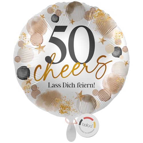 balloa Folienballon 50 cheers Lass dich feiern, Helium Ballon rund, Luftballon Geburtstag Frau Mann Deko Geschenk Ballon 50 Jahre Feier Spruchballon Ballondeko Jubiläum, 33cm balloa Folienballon 50 cheers Lass dich feiern, Helium Ballon rund, Luftballon Geburtstag Frau Mann Deko Geschenk Ballon 50 Jahre Feier Spruchballon Ballondeko Jubiläum, 33cm von balloa