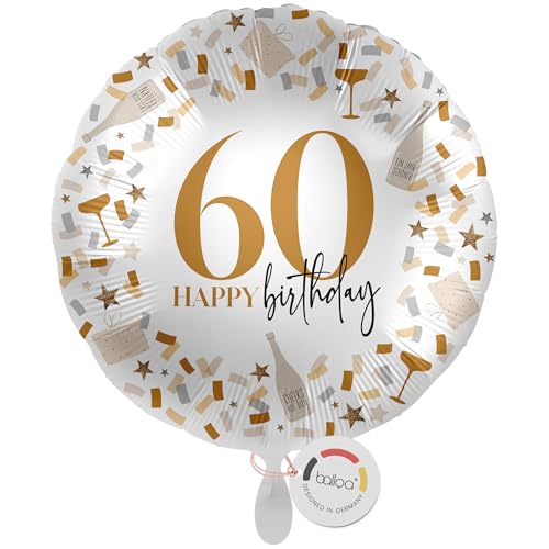 balloa Folienballon 60, runder Helium Ballon zum 60.Geburtstag, Geschenk für Männer oder Frauen, Deko für runde Geburtstagsfeier, Folienballon befüllbar mit Luft oder Helium, Partydeko, 33cm balloa Folienballon 60, runder Helium Ballon zum 60.Geburtstag, Geschenk für Männer oder Frauen, Deko für runde Geburtstagsfeier, Folienballon befüllbar mit Luft oder Helium, Partydeko, 33cm von balloa