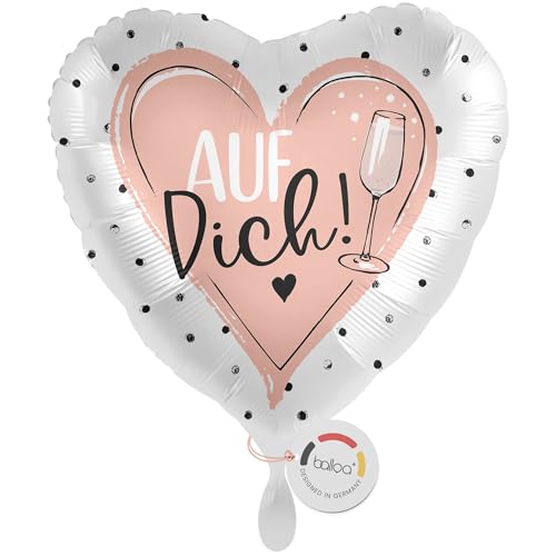 balloa Folienballon Auf Dich, rosa Herzmotiv mit Schriftzug, Helium-Ballon als stilvolles Geschenk für Frauen und Mädchen, dekorative Partydeko für Geburtstage Jubiläen Freundschaft, 33cm von balloa