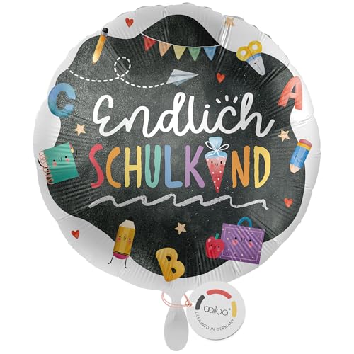 balloa Folienballon Endlich Schulkind, runder Helium Ballon zur Einschulung im Tafel Design, Geschenk zum Schulanfang für Jungen oder Mädchen, befüllbar mit Luft oder Helium, Einschulungsdeko, 33cm balloa Folienballon Endlich Schulkind, runder Helium Ballon zur Einschulung im Tafel Design, Geschenk zum Schulanfang für Jungen oder Mädchen, befüllbar mit Luft oder Helium, Einschulungsdeko, 33cm von balloa