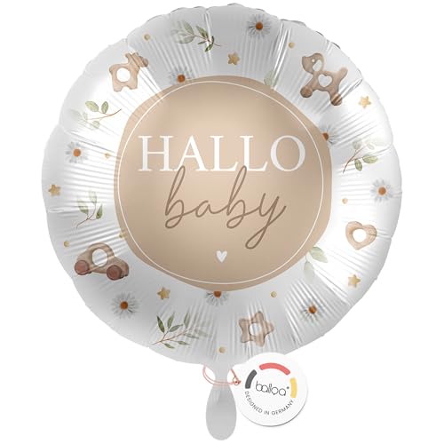 balloa Folienballon Hallo Baby, Helium Ballon zur Geburt, Geschenk zur Geburt und Babyparty, neutrale Babyshower Dekoration für Jungen und Mädchen, Luftballon rund 33cm balloa Folienballon Hallo Baby, Helium Ballon zur Geburt, Geschenk zur Geburt und Babyparty, neutrale Babyshower Dekoration für Jungen und Mädchen, Luftballon rund 33cm von balloa