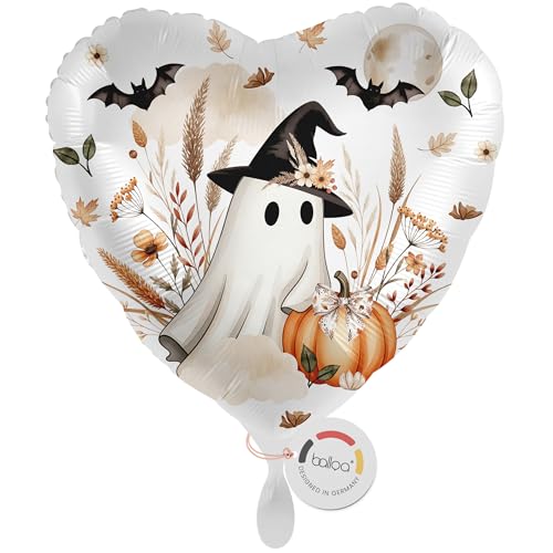 balloa Folienballon Halloween Geist, Herzballon mit Hexenhut und Kürbis, Helium geeignet Luftballon, Halloweendeko für Kinder und Erwachsene, Partydeko Halloweenparty, 33cm balloa Folienballon Halloween Geist, Herzballon mit Hexenhut und Kürbis, Helium geeignet Luftballon, Halloweendeko für Kinder und Erwachsene, Partydeko Halloweenparty, 33cm von balloa
