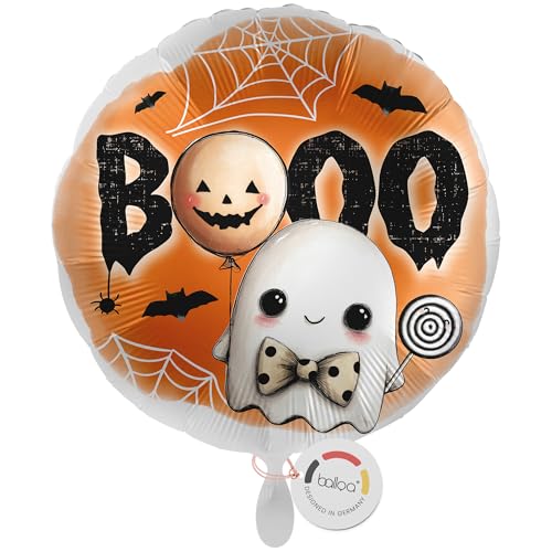 balloa Folienballon Halloween Happy Ghost Boo, runder Ballon mit Kürbis und Gespenst, Helium geeignet Luftballon, Halloweendeko für Kinder und Erwachsene, Partydeko Halloweenparty, 33cm balloa Folienballon Halloween Happy Ghost Boo, runder Ballon mit Kürbis und Gespenst, Helium geeignet Luftballon, Halloweendeko für Kinder und Erwachsene, Partydeko Halloweenparty, 33cm von balloa