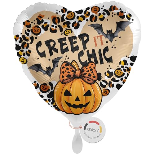 balloa Folienballon Halloween Leo Kürbis, Herzballon mit Fledermäusen und Leopardenmuster, Helium geeignet Luftballon, Halloweendeko für Kinder und Erwachsene, Partydeko Halloweenparty, 33cm balloa Folienballon Halloween Leo Kürbis, Herzballon mit Fledermäusen und Leopardenmuster, Helium geeignet Luftballon, Halloweendeko für Kinder und Erwachsene, Partydeko Halloweenparty, 33cm von balloa