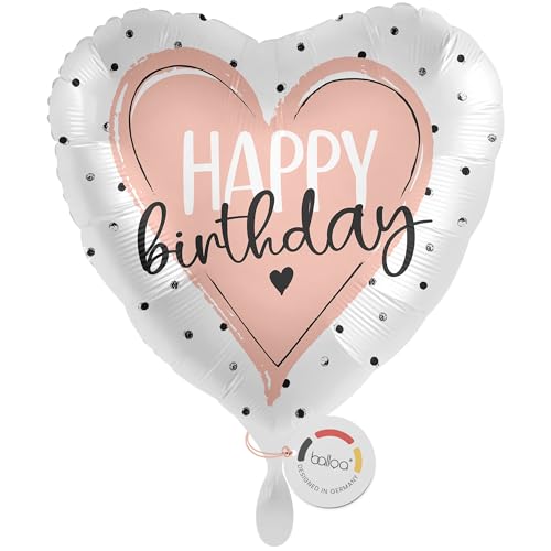balloa Folienballon Happy Birthday, Herzmotiv in Rosa, eleganter Helium-Ballon als Geburtstagsgeschenk für Frauen & Mädchen, Partydeko, universelle Geschenkidee, 33cm balloa Folienballon Happy Birthday, Herzmotiv in Rosa, eleganter Helium-Ballon als Geburtstagsgeschenk für Frauen & Mädchen, Partydeko, universelle Geschenkidee, 33cm von balloa