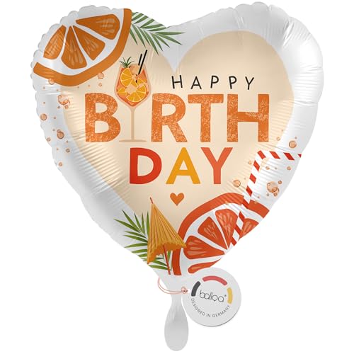 balloa Folienballon Happy Birthday Cocktail, Herzballon Geburtstag, Heliumballon mit Orange Glas Motiv, Geschenk Deko Party Luftballon Sommer Feier Frauen Männer bunt 33cm balloa Folienballon Happy Birthday Cocktail, Herzballon Geburtstag, Heliumballon mit Orange Glas Motiv, Geschenk Deko Party Luftballon Sommer Feier Frauen Männer bunt 33cm von balloa