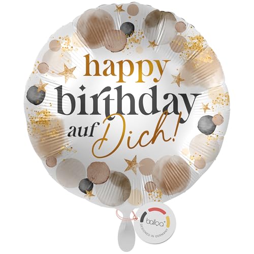 balloa Folienballon Happy Birthday für Männer, runder Helium Ballon mit Deko und Goldsternen, Luftballon als Geschenk zum Geburtstag, Geburtstagsdeko für Männer, befüllbar mit Helium oder Luft, 33cm balloa Folienballon Happy Birthday für Männer, runder Helium Ballon mit Deko und Goldsternen, Luftballon als Geschenk zum Geburtstag, Geburtstagsdeko für Männer, befüllbar mit Helium oder Luft, 33cm von balloa