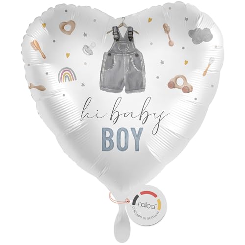 balloa Folienballon Herzform, Helium Ballon Geburt Junge, Geschenk zur Geburt Baby Boy, Babyparty Deko Junge, Geburt Ballon Willkommensgeschenk, silber blau, Luftballon Baby Junge, 33cm balloa Folienballon Herzform, Helium Ballon Geburt Junge, Geschenk zur Geburt Baby Boy, Babyparty Deko Junge, Geburt Ballon Willkommensgeschenk, silber blau, Luftballon Baby Junge, 33cm von balloa