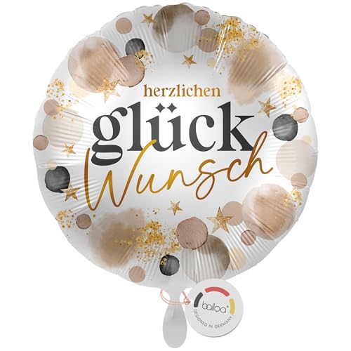 balloa Folienballon Herzlichen Glückwunsch, Helium Ballon rund, Luftballon Geschenk Deko Geburtstag Hochzeit Jubiläum Feier Ballon Erwachsene Kinder Ballondeko Party, 33cm balloa Folienballon Herzlichen Glückwunsch, Helium Ballon rund, Luftballon Geschenk Deko Geburtstag Hochzeit Jubiläum Feier Ballon Erwachsene Kinder Ballondeko Party, 33cm von balloa