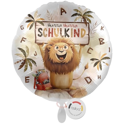 balloa Folienballon Schulkind, runder Helium Ballon zur Einschulung mit Löwenmotiv und ABC-Elementen, Geschenkidee für Jungen, Einschulungsdeko zum Schulanfang, befüllbar mit Luft oder Helium, 33cm balloa Folienballon Schulkind, runder Helium Ballon zur Einschulung mit Löwenmotiv und ABC-Elementen, Geschenkidee für Jungen, Einschulungsdeko zum Schulanfang, befüllbar mit Luft oder Helium, 33cm von balloa