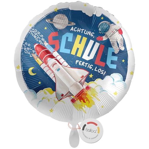 balloa Folienballon Schulkind, runder Helium Ballon zur Einschulung mit Rakete und Astronaut in Blau, Geschenk zum Schulanfang für Jungen, Einschulungsdeko, befüllbar mit Luft oder Helium, 33cm balloa Folienballon Schulkind, runder Helium Ballon zur Einschulung mit Rakete und Astronaut in Blau, Geschenk zum Schulanfang für Jungen, Einschulungsdeko, befüllbar mit Luft oder Helium, 33cm von balloa
