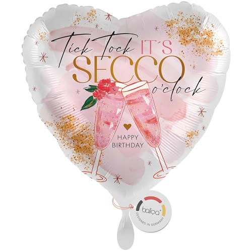 balloa Folienballon Secco oclock Herzballon, Heliumballon Geschenk zum Geburtstag, Happy Birthday Deko, Gläser pink gold Glitzer, Cheers Prosecco Feier Anlass, Luftballon Geburtstagsdeko, 33cm balloa Folienballon Secco oclock Herzballon, Heliumballon Geschenk zum Geburtstag, Happy Birthday Deko, Gläser pink gold Glitzer, Cheers Prosecco Feier Anlass, Luftballon Geburtstagsdeko, 33cm von balloa