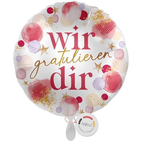 balloa Folienballon Wir gratulieren Dir, runder Helium Ballon in Rosa Gold für Frauen als Geschenk oder Deko zur Gratulation und Feier, Luftballon befüllbar mit Helium oder Luft, 33cm balloa Folienballon Wir gratulieren Dir, runder Helium Ballon in Rosa Gold für Frauen als Geschenk oder Deko zur Gratulation und Feier, Luftballon befüllbar mit Helium oder Luft, 33cm von balloa