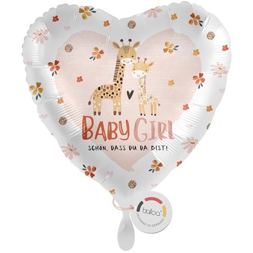 balloa Folienballon XXL Baby Girl Herz Luftballon, Geburt Mädchen, Giraffe Motiv, Helium Ballon, Geschenk zur Geburt, Babyparty Deko, Babyshower Party, Herzballon Deko Taufe Geburtstag 53cm balloa Folienballon XXL Baby Girl Herz Luftballon, Geburt Mädchen, Giraffe Motiv, Helium Ballon, Geschenk zur Geburt, Babyparty Deko, Babyshower Party, Herzballon Deko Taufe Geburtstag 53cm von balloa