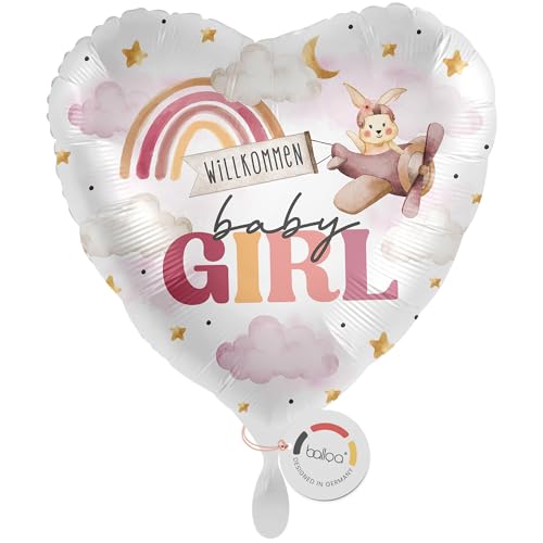 balloa Folienballon XXL Geburt Baby Girl Willkommen Mädchen, Herz Luftballon Geschenk zur Geburt, Helium Ballon Babyparty Deko Geburtstagsdeko Babyshower Party Dekoration wiederbefüllbar 53cm balloa Folienballon XXL Geburt Baby Girl Willkommen Mädchen, Herz Luftballon Geschenk zur Geburt, Helium Ballon Babyparty Deko Geburtstagsdeko Babyshower Party Dekoration wiederbefüllbar 53cm von balloa