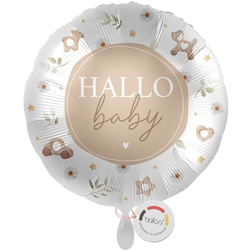 balloa Folienballon XXL Hallo Baby, Helium Ballon zur Geburt, Geschenk zur Geburt, Babyparty Dekoration neutral, geeignet für Jungen und Mädchen, Luftballon rund 53cm balloa Folienballon XXL Hallo Baby, Helium Ballon zur Geburt, Geschenk zur Geburt, Babyparty Dekoration neutral, geeignet für Jungen und Mädchen, Luftballon rund 53cm von balloa