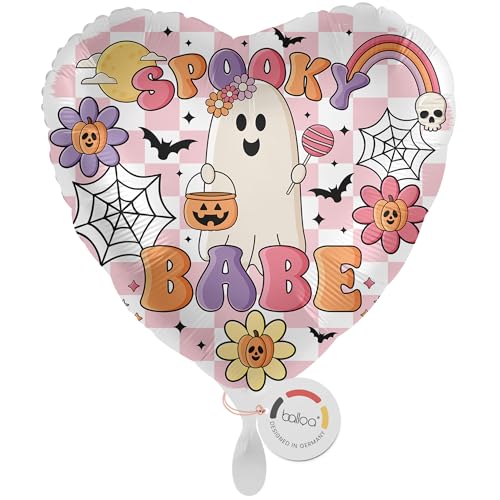 balloa Folienballon XXL Halloween Spooky Babe, Herzballon Retro Geist mit Kürbis und Blumen, Helium geeignet Luftballon, Halloweendeko für Kinder und Erwachsene, Partydeko Halloweenparty, 53cm balloa Folienballon XXL Halloween Spooky Babe, Herzballon Retro Geist mit Kürbis und Blumen, Helium geeignet Luftballon, Halloweendeko für Kinder und Erwachsene, Partydeko Halloweenparty, 53cm von balloa