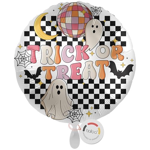 balloa Folienballon XXL Halloween Trick or Treat, runder Ballon mit Gespenst und Disco Kugel, Helium geeignet Luftballon, Halloweendeko für Kinder und Erwachsene, Partydeko Halloweenparty, 53cm balloa Folienballon XXL Halloween Trick or Treat, runder Ballon mit Gespenst und Disco Kugel, Helium geeignet Luftballon, Halloweendeko für Kinder und Erwachsene, Partydeko Halloweenparty, 53cm von balloa