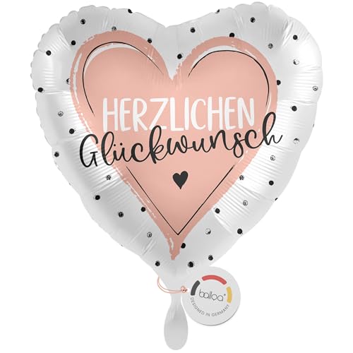 balloa Folienballon XXL Herzlichen Glückwunsch, rosa Herzmotiv mit Schriftzug, Helium-Ballon als stilvolles Geschenk für Frauen und Mädchen, universelle Partydeko zum Geburtstag, 53cm balloa Folienballon XXL Herzlichen Glückwunsch, rosa Herzmotiv mit Schriftzug, Helium-Ballon als stilvolles Geschenk für Frauen und Mädchen, universelle Partydeko zum Geburtstag, 53cm von balloa