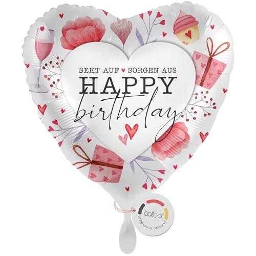 balloa Folienballon XXL Sekt auf Sorgen aus, herzförmiger Heliumballon Geburtstag, Ballon mit Sektglas Geschenk Blumen Deko, Partydeko Frauen Freundinnen Geburtstagsidee 53cm balloa Folienballon XXL Sekt auf Sorgen aus, herzförmiger Heliumballon Geburtstag, Ballon mit Sektglas Geschenk Blumen Deko, Partydeko Frauen Freundinnen Geburtstagsidee 53cm von balloa