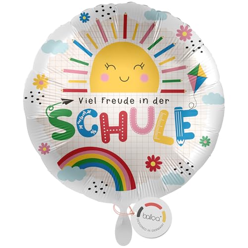balloa Folienballon XXL Viel Freude in der Schule, großer Helium Ballon zur Einschulung für Mädchen oder Jungen, Geschenkidee zum Schulanfang, dekorative Deko Einschulungsfeier Schulkind Ballon, 53cm von balloa