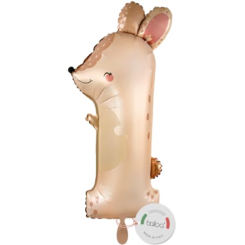 balloa Folienballon XXL Zahl 1 Hase, Helium Ballon Tiermotiv, Geschenk zum 1 Geburtstag, Luftballon Zahl Eins Kindergeburtstag Junge Mädchen Deko Ballon Tier Zahl 1, 95cm balloa Folienballon XXL Zahl 1 Hase, Helium Ballon Tiermotiv, Geschenk zum 1 Geburtstag, Luftballon Zahl Eins Kindergeburtstag Junge Mädchen Deko Ballon Tier Zahl 1, 95cm von balloa