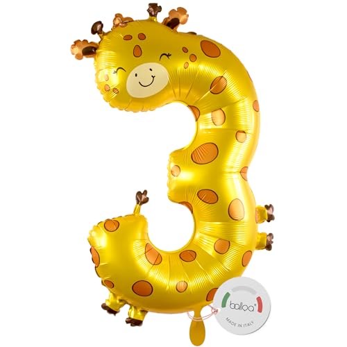balloa Folienballon XXL Zahl 3 Giraffe, Helium Ballon Tiermotiv, Luftballon Zahl Drei Geburtstag Mädchen Junge, Geschenk zum 3 Geburtstag Kindergeburtstag Deko Ballon Zahl 3, 90cm balloa Folienballon XXL Zahl 3 Giraffe, Helium Ballon Tiermotiv, Luftballon Zahl Drei Geburtstag Mädchen Junge, Geschenk zum 3 Geburtstag Kindergeburtstag Deko Ballon Zahl 3, 90cm von balloa
