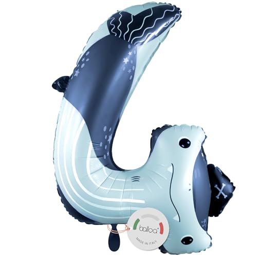 balloa Folienballon XXL Zahl 4 Hai, Helium Ballon Tiermotiv, Luftballon Zahl Vier Geburtstag Junge Mädchen, Geschenk zum 4 Geburtstag Kindergeburtstag Deko Ballon Zahl 4, 88cm balloa Folienballon XXL Zahl 4 Hai, Helium Ballon Tiermotiv, Luftballon Zahl Vier Geburtstag Junge Mädchen, Geschenk zum 4 Geburtstag Kindergeburtstag Deko Ballon Zahl 4, 88cm von balloa