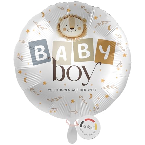 balloa Folienballon XXL rund, Helium Ballon Geburt Junge, Geschenk Geburt Baby Boy, Babyparty Deko Junge, Luftballon Baby Willkommen, Motiv Löwe bedruckt blau braun Junge, 53cm balloa Folienballon XXL rund, Helium Ballon Geburt Junge, Geschenk Geburt Baby Boy, Babyparty Deko Junge, Luftballon Baby Willkommen, Motiv Löwe bedruckt blau braun Junge, 53cm von balloa