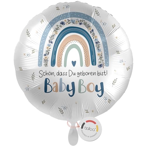 balloa Folienballon XXL rund, Helium Ballon Geburt Junge, Geschenk Geburt Baby Boy, Babyparty Dekoration Junge, Luftballon Geburt Regenbogen Motiv blau bunt, Baby Willkommensgeschenk, 53cm balloa Folienballon XXL rund, Helium Ballon Geburt Junge, Geschenk Geburt Baby Boy, Babyparty Dekoration Junge, Luftballon Geburt Regenbogen Motiv blau bunt, Baby Willkommensgeschenk, 53cm von balloa