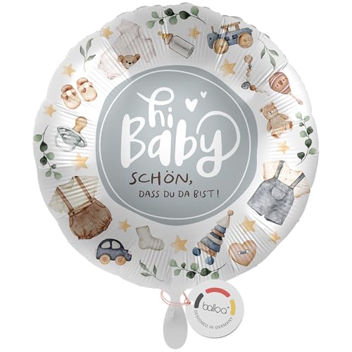 balloa Folienballon XXL rund, Helium Ballon Geburt Junge, Geschenk Geburt Baby Junge, Babyparty Deko Junge, Willkommen Baby Folienballon, Luftballon Geburt bedruckt blau, 53cm balloa Folienballon XXL rund, Helium Ballon Geburt Junge, Geschenk Geburt Baby Junge, Babyparty Deko Junge, Willkommen Baby Folienballon, Luftballon Geburt bedruckt blau, 53cm von balloa