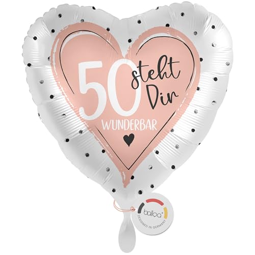 balloa Folienballon XXL zum 50 Geburtstag, großes rosa Herz Motiv steht dir wunderbar, Helium-Ballon Geschenk für Frauen, Party Dekoration Geburtstagsfeier Damen 53cm balloa Folienballon XXL zum 50 Geburtstag, großes rosa Herz Motiv steht dir wunderbar, Helium-Ballon Geschenk für Frauen, Party Dekoration Geburtstagsfeier Damen 53cm von balloa