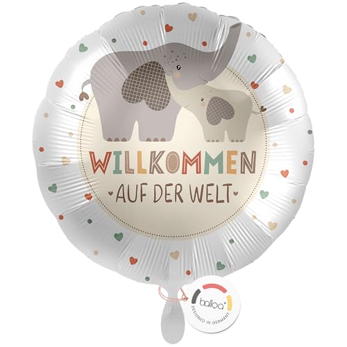 balloa Folienballon XXL zur Geburt, großer Helium-Ballon mit süßem Elefantenmotiv, Geschenk zur Geburt für Jungen und Mädchen - 53cm von balloa