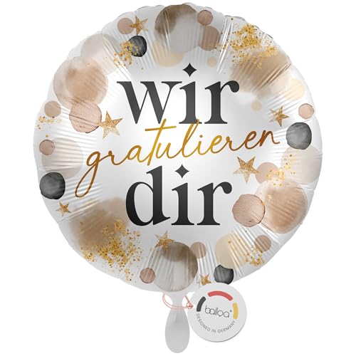 balloa Folienballon wir gratulieren dir, Helium Ballon rund, Luftballon Glückwunsch Feier Geschenk Kollegen Freunde Team Geburtstag Ballondeko Event Spruchballon Deko, 33cm balloa Folienballon wir gratulieren dir, Helium Ballon rund, Luftballon Glückwunsch Feier Geschenk Kollegen Freunde Team Geburtstag Ballondeko Event Spruchballon Deko, 33cm von balloa