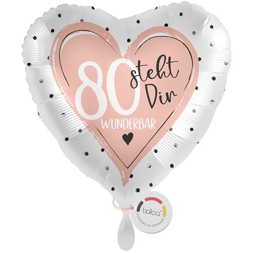 balloa Folienballon zum 80 Geburtstag, rosa Herz steht dir wunderbar, Helium-Ballon Geburtstagsgeschenk für Frauen, elegante Party Deko zum 80 Geburtstag Feier 33cm balloa Folienballon zum 80 Geburtstag, rosa Herz steht dir wunderbar, Helium-Ballon Geburtstagsgeschenk für Frauen, elegante Party Deko zum 80 Geburtstag Feier 33cm von balloa
