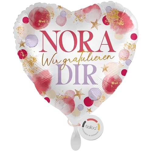 balloa Personalisierter Ballon XXL mit Namen, Geschenk Wir gratulieren dir, Herz Folieballon mit Wunschtext in Rosa Lila Gold Design, Helium geeignet, Luftballon Deko für Frauen Mädchen Anlass, 53cm balloa Personalisierter Ballon XXL mit Namen, Geschenk Wir gratulieren dir, Herz Folieballon mit Wunschtext in Rosa Lila Gold Design, Helium geeignet, Luftballon Deko für Frauen Mädchen Anlass, 53cm von balloa