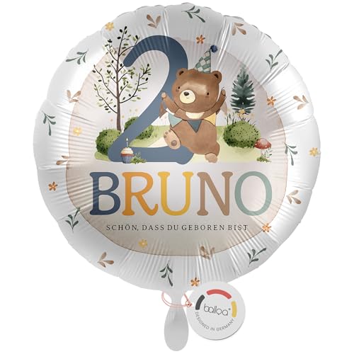balloa Personalisierter Ballon XXL mit Namen, Geschenk zum 2. Geburtstag, Teddybär Namensballon für Kindergeburtstag, Helium geeignet Luftballon, Partydeko Junge Mädchen, Geburtstagsdekoration, 53cm balloa Personalisierter Ballon XXL mit Namen, Geschenk zum 2. Geburtstag, Teddybär Namensballon für Kindergeburtstag, Helium geeignet Luftballon, Partydeko Junge Mädchen, Geburtstagsdekoration, 53cm von balloa