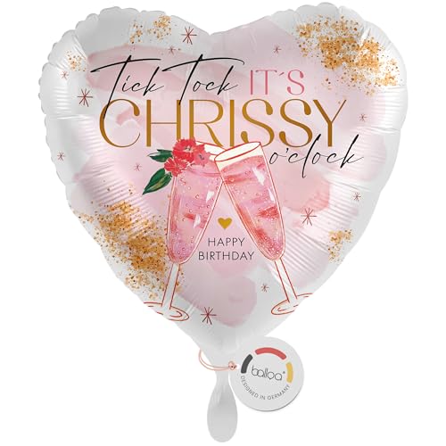 balloa Personalisierter Ballon XXL mit Namen, Geschenk zum Geburtstag Frau, Herzballon mit Sektgläsern & Blüten, Rosa Gold Design, Happy Birthday Folienballon, Helium geeignet, 53cm balloa Personalisierter Ballon XXL mit Namen, Geschenk zum Geburtstag Frau, Herzballon mit Sektgläsern & Blüten, Rosa Gold Design, Happy Birthday Folienballon, Helium geeignet, 53cm von balloa
