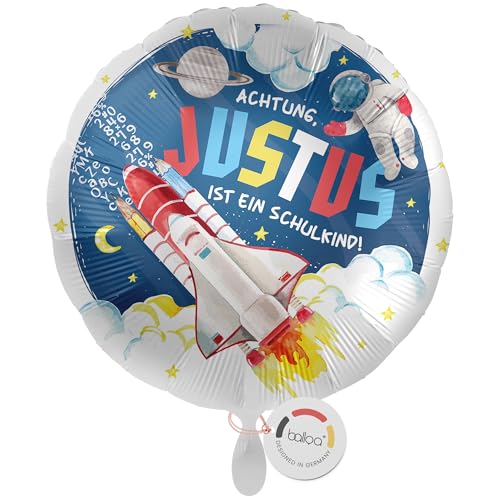 balloa Personalisierter Ballon XXL mit Namen, Geschenk zum Schulstart, Helium Ballon rund, Folienballon Rakete Motiv, Schulkind Deko Junge, Weltall Einschulungsfeier Luftballon 53cm balloa Personalisierter Ballon XXL mit Namen, Geschenk zum Schulstart, Helium Ballon rund, Folienballon Rakete Motiv, Schulkind Deko Junge, Weltall Einschulungsfeier Luftballon 53cm von balloa
